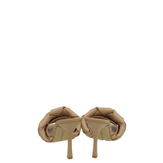 Bottega Veneta Beige Intrecciato Nappa Lido Heeled Mules 38.5