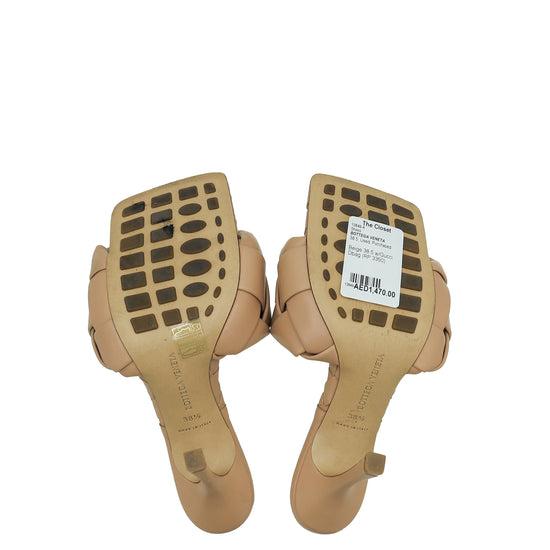 Bottega Veneta Beige Intrecciato Nappa Lido Heeled Mules 38.5