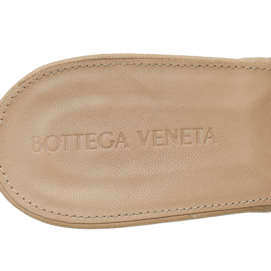 Bottega Veneta Beige Intrecciato Nappa Lido Heeled Mules 38.5