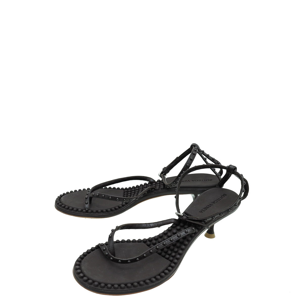 Bottega Veneta Chocolate Lagoon Bubble Ankle Strap Thong Sandals 38-Bottega Veneta-THE CLOSET