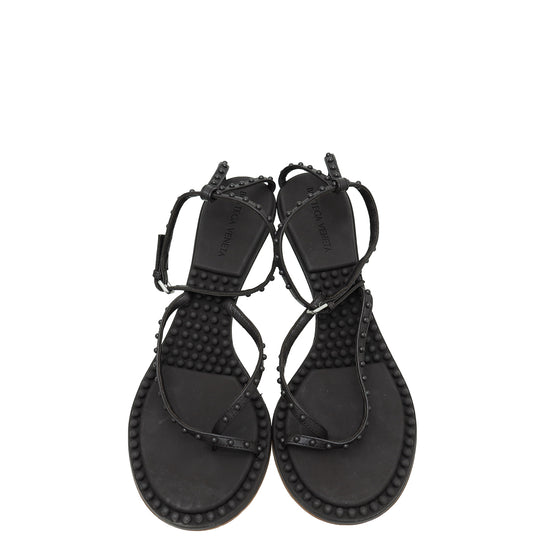 Bottega Veneta Chocolate Lagoon Bubble Ankle Strap Thong Sandals 38