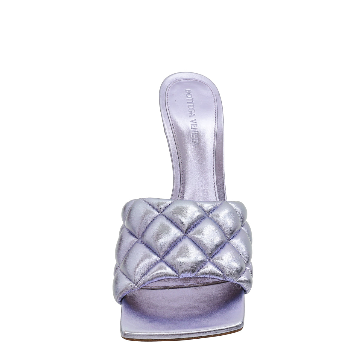 Bottega Veneta Metallic Purple Padded Lido Heeled Mules 38-Bottega Veneta-THE CLOSET