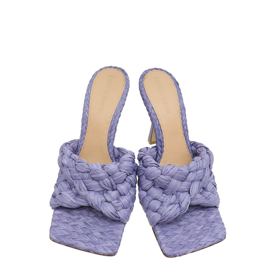 Bottega Veneta Purple Woven Raffia Lido Mules 38