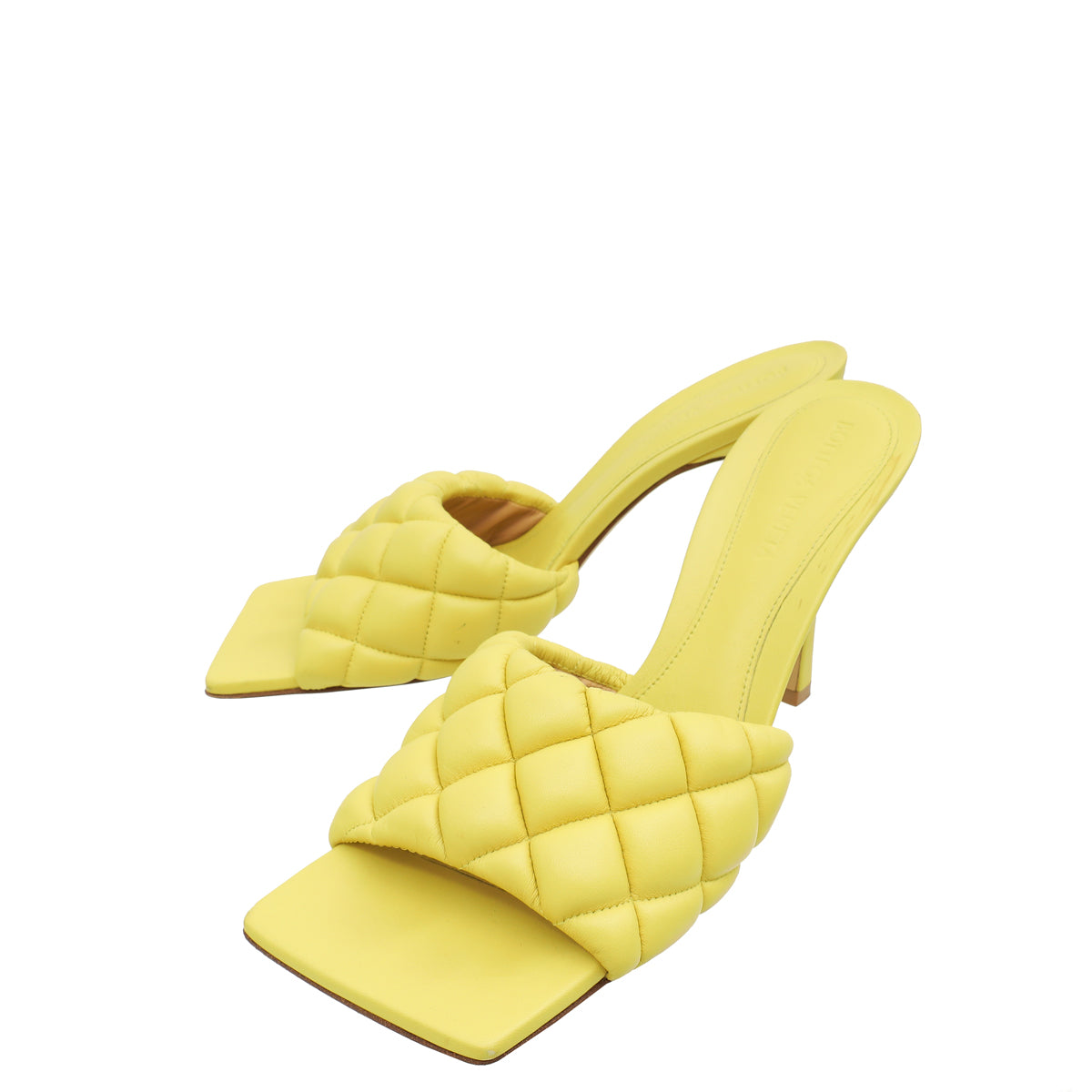 Bottega Veneta Lime Padded Lido Heeled Mules 38