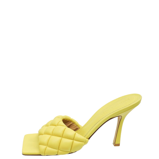 Bottega Veneta Lime Padded Lido Heeled Mules 38