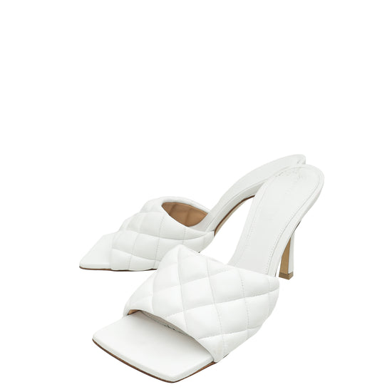 Bottega Veneta White Padded Lido Heeled Mules 38