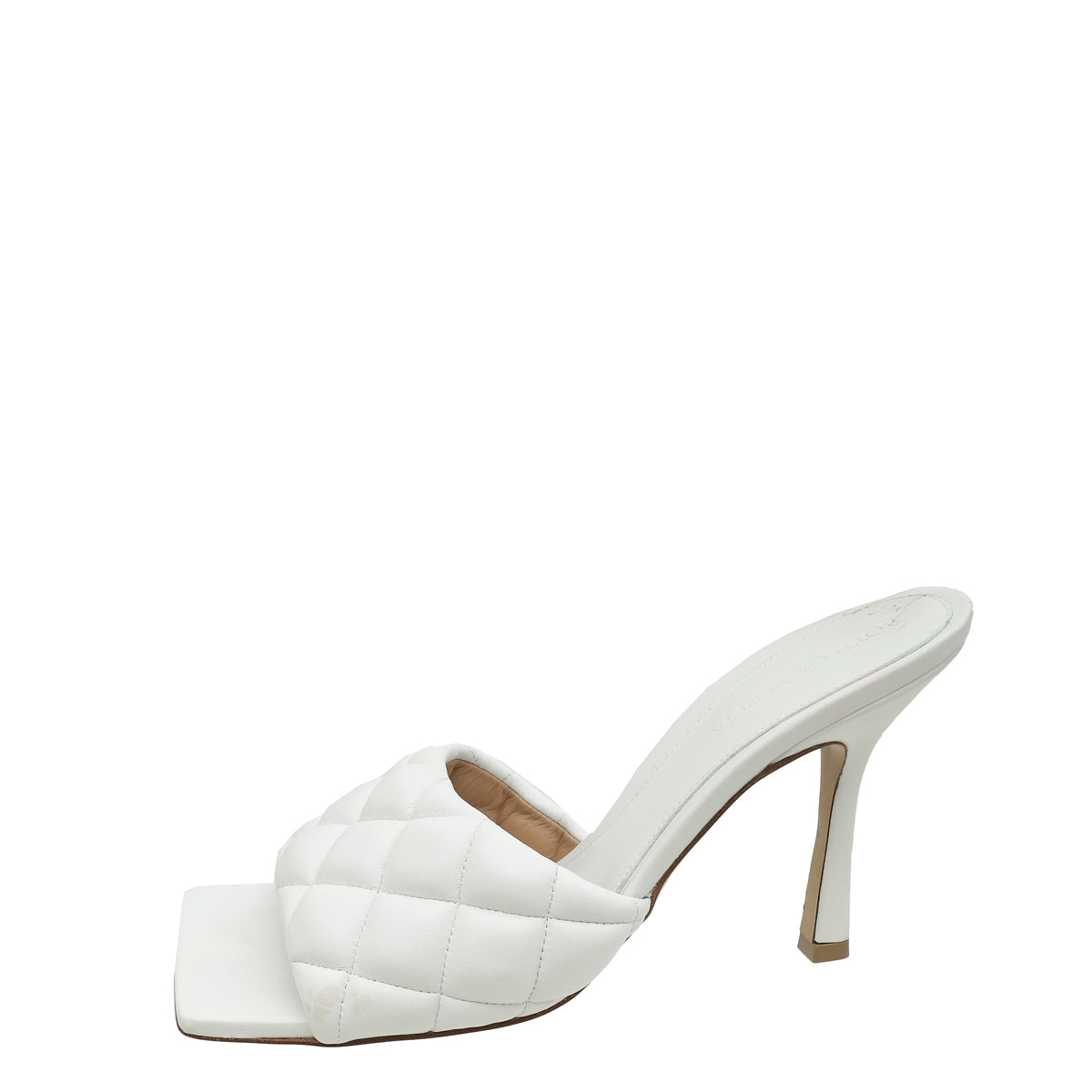 Bottega Veneta White Padded Lido Heeled Mules 38