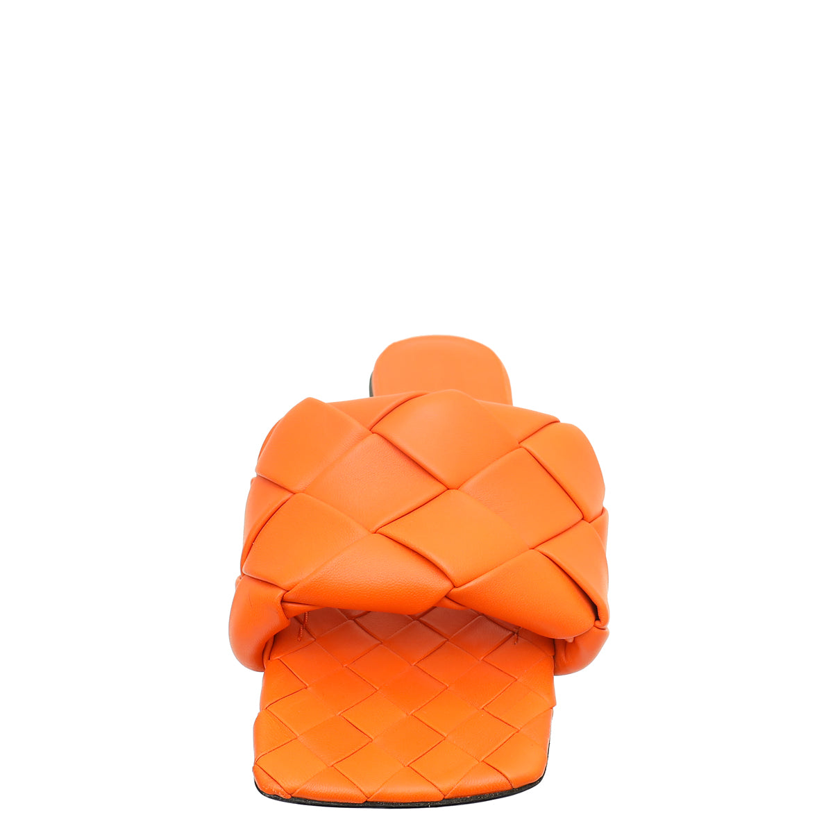 Bottega Veneta Orange Intrecciato Lido Flat Sandals 38-Bottega Veneta-THE CLOSET