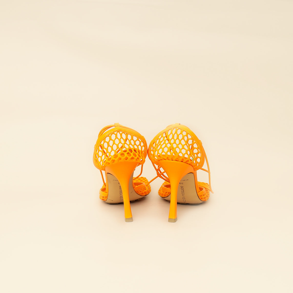 Bottega Veneta Orange Toile Stretch Lace-Up Sandal 39-Bottega Veneta-THE CLOSET