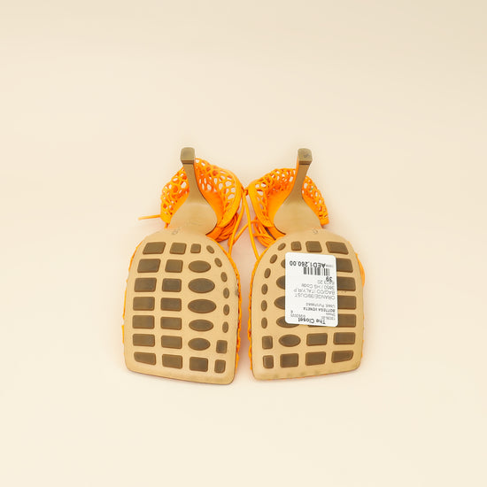 Bottega Veneta Orange Toile Stretch Lace-Up Sandal 39-Bottega Veneta-THE CLOSET