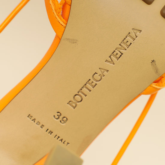 Bottega Veneta Orange Toile Stretch Lace-Up Sandal 39-Bottega Veneta-THE CLOSET