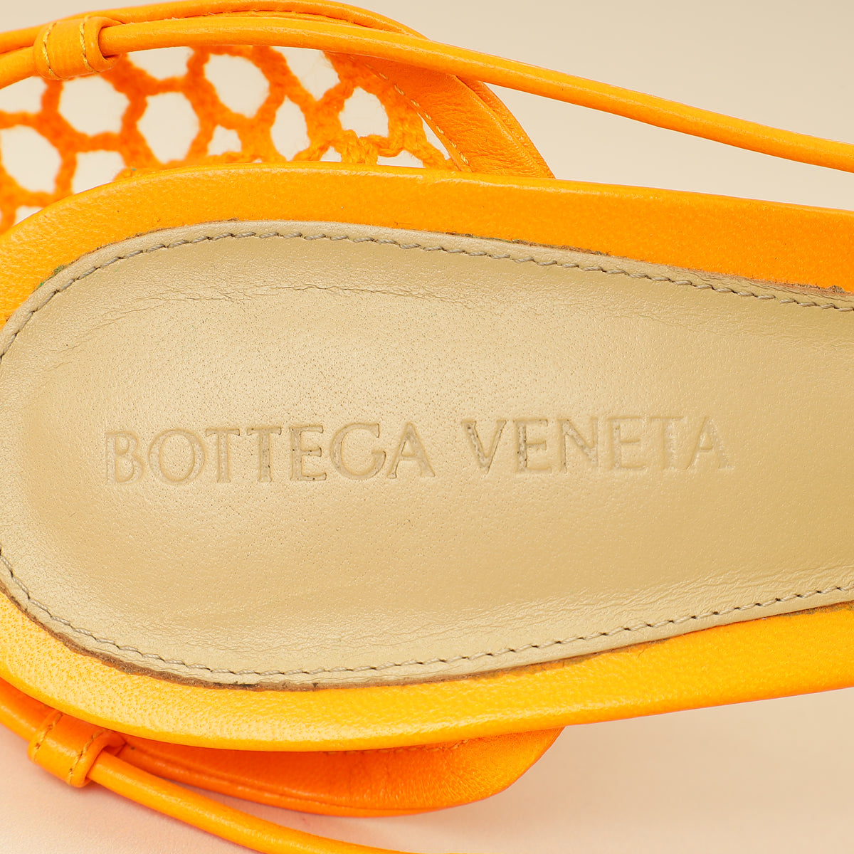 Bottega Veneta Orange Toile Stretch Lace-Up Sandal 39-Bottega Veneta-THE CLOSET