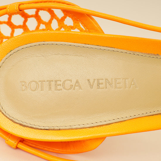 Bottega Veneta Orange Toile Stretch Lace-Up Sandal 39-Bottega Veneta-THE CLOSET