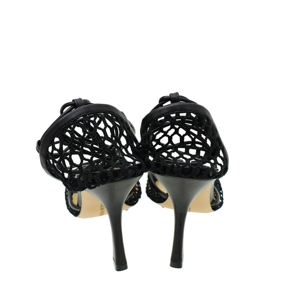 Bottega Veneta Black Stretch Lace-Up Sandal 40