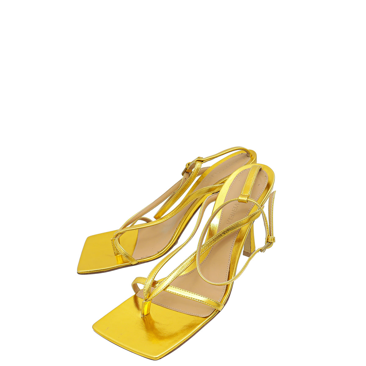 Bottega Veneta Gold Stretch Strap Sandal 37-Bottega Veneta-THE CLOSET