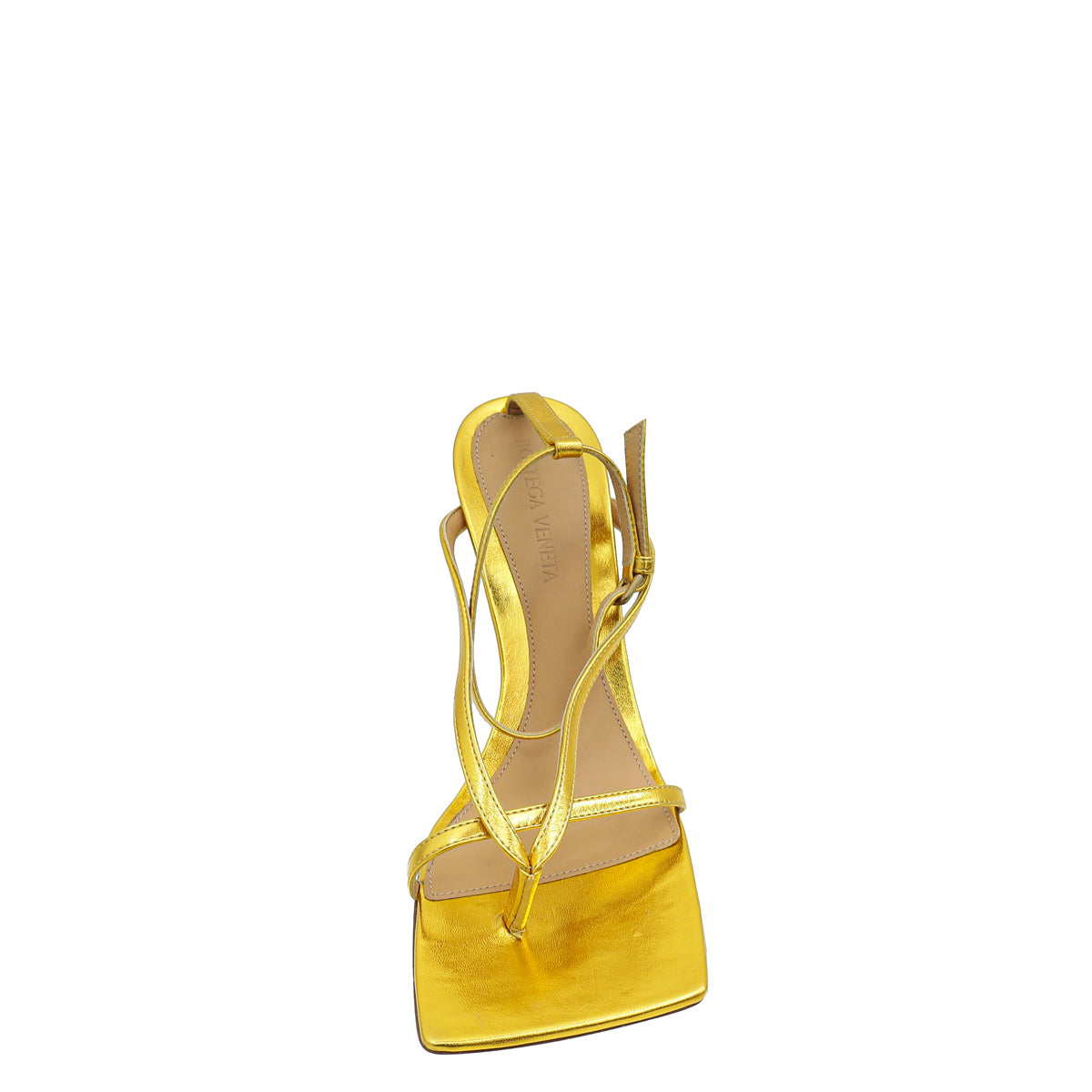 Bottega Veneta Gold Stretch Strap Sandal 37-Bottega Veneta-THE CLOSET
