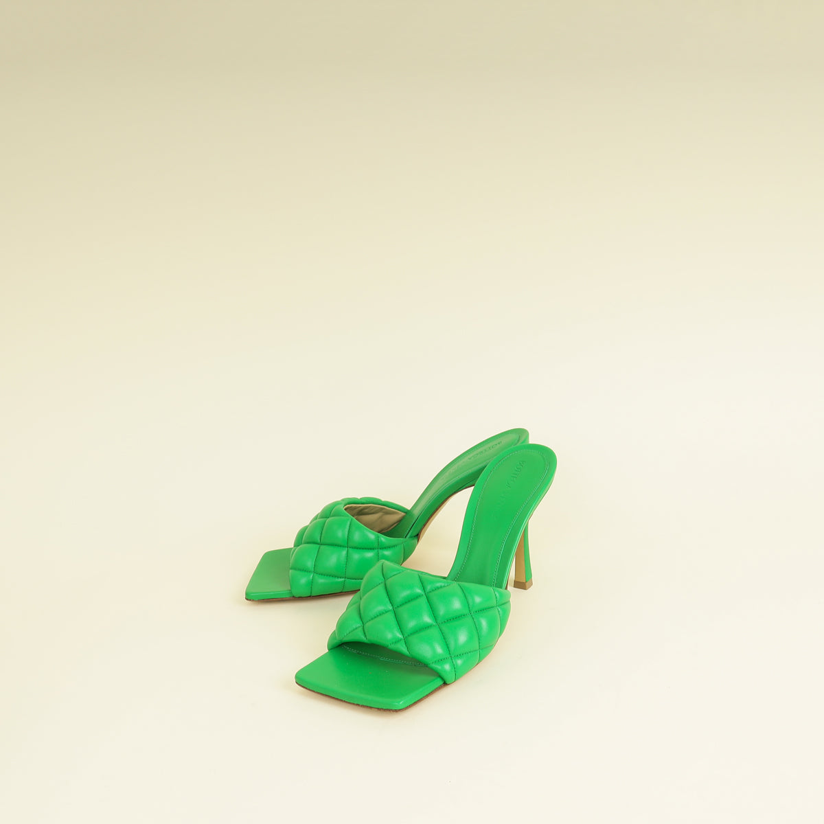 Bottega Veneta Parakeet Lido Heeled Mules 38.5