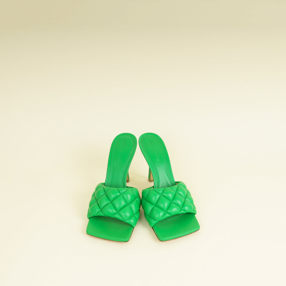 Bottega Veneta Parakeet Lido Heeled Mules 38.5