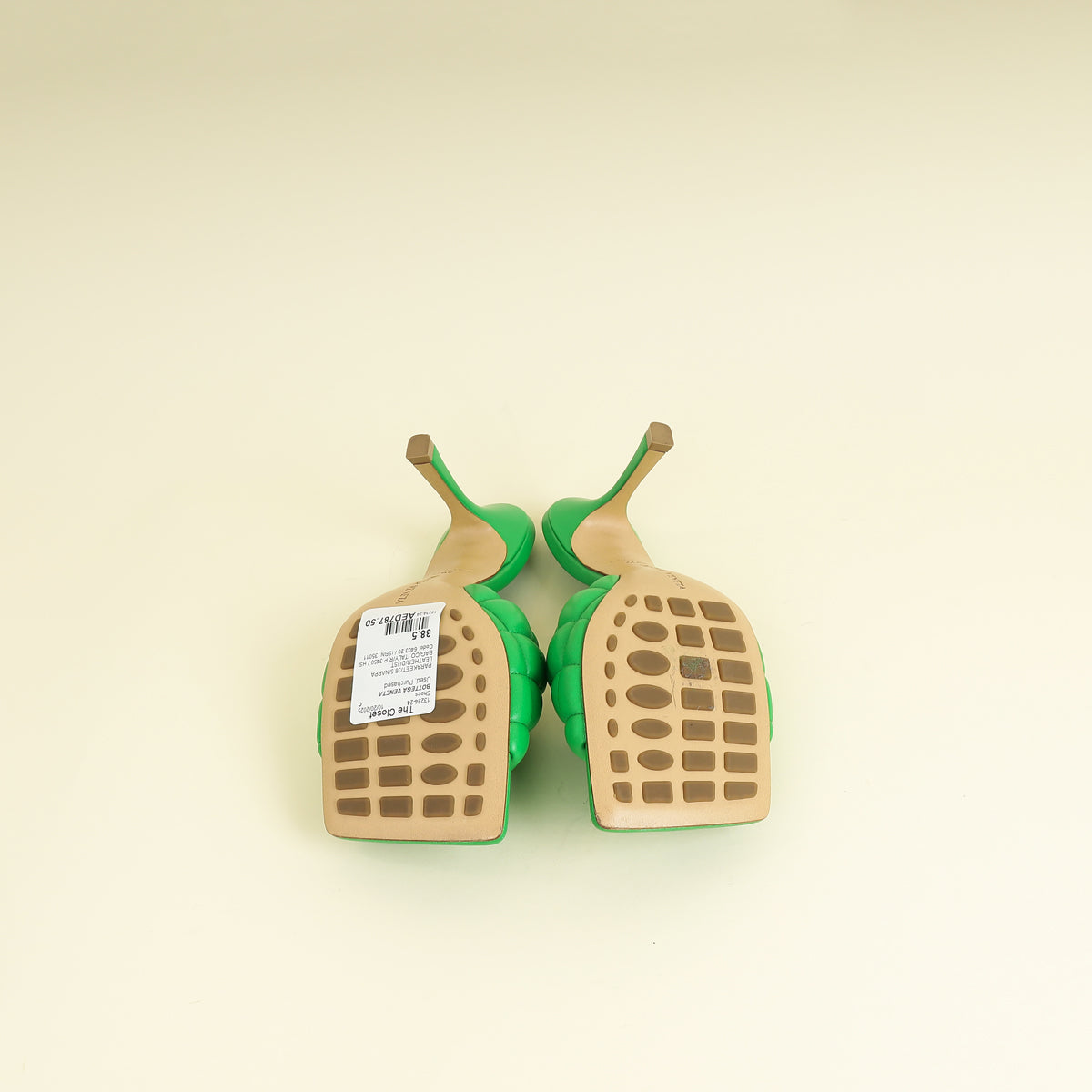 Bottega Veneta Parakeet Lido Heeled Mules 38.5