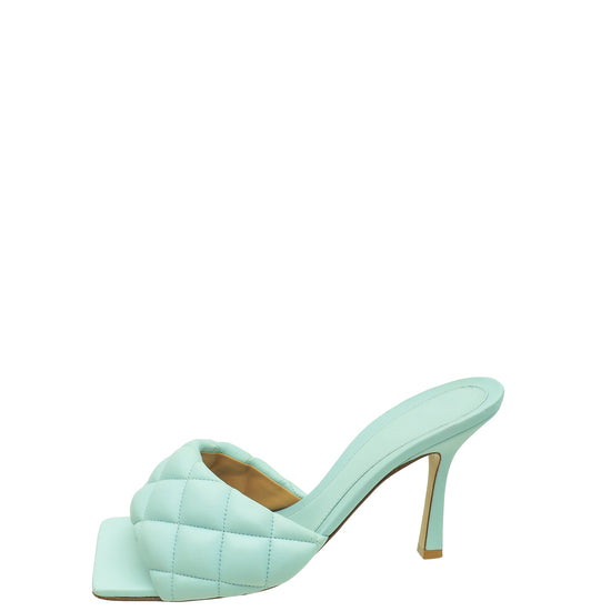 Bottega Veneta Icy Green Padded Lido Heeled Mules 38.5