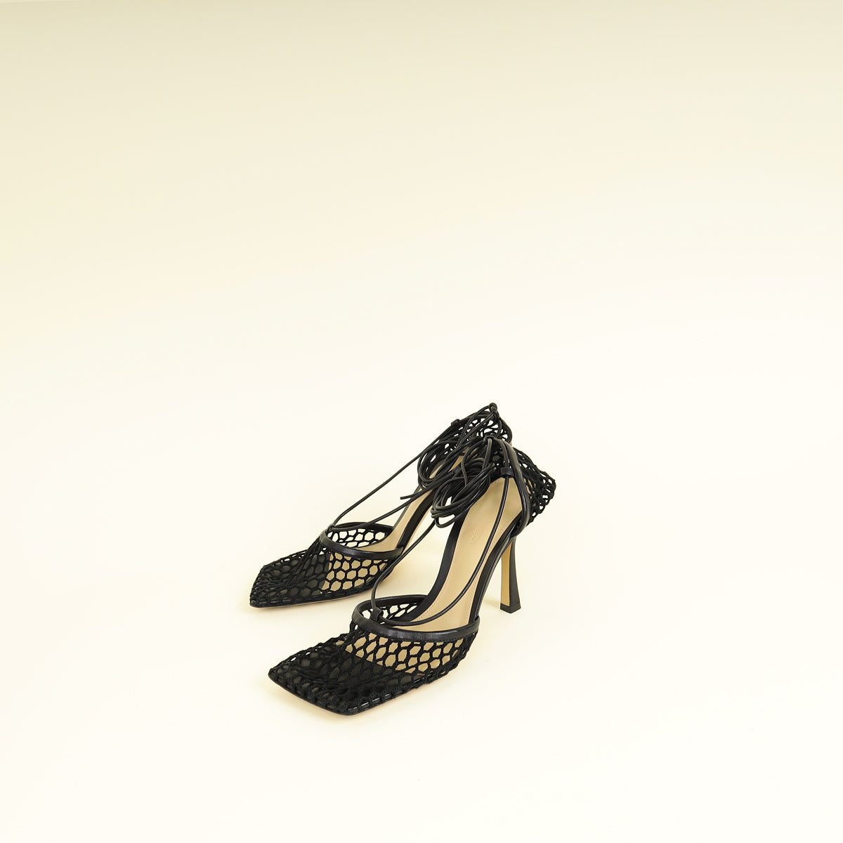 Bottega Veneta Black Stretch Lace Up Sandal 38