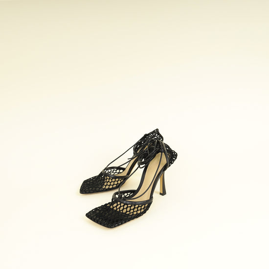 Bottega Veneta Black Stretch Lace Up Sandal 38
