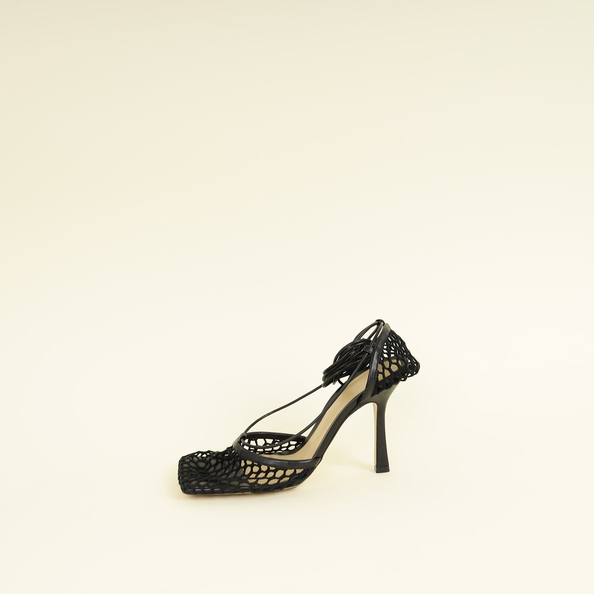 Bottega Veneta Black Stretch Lace Up Sandal 38