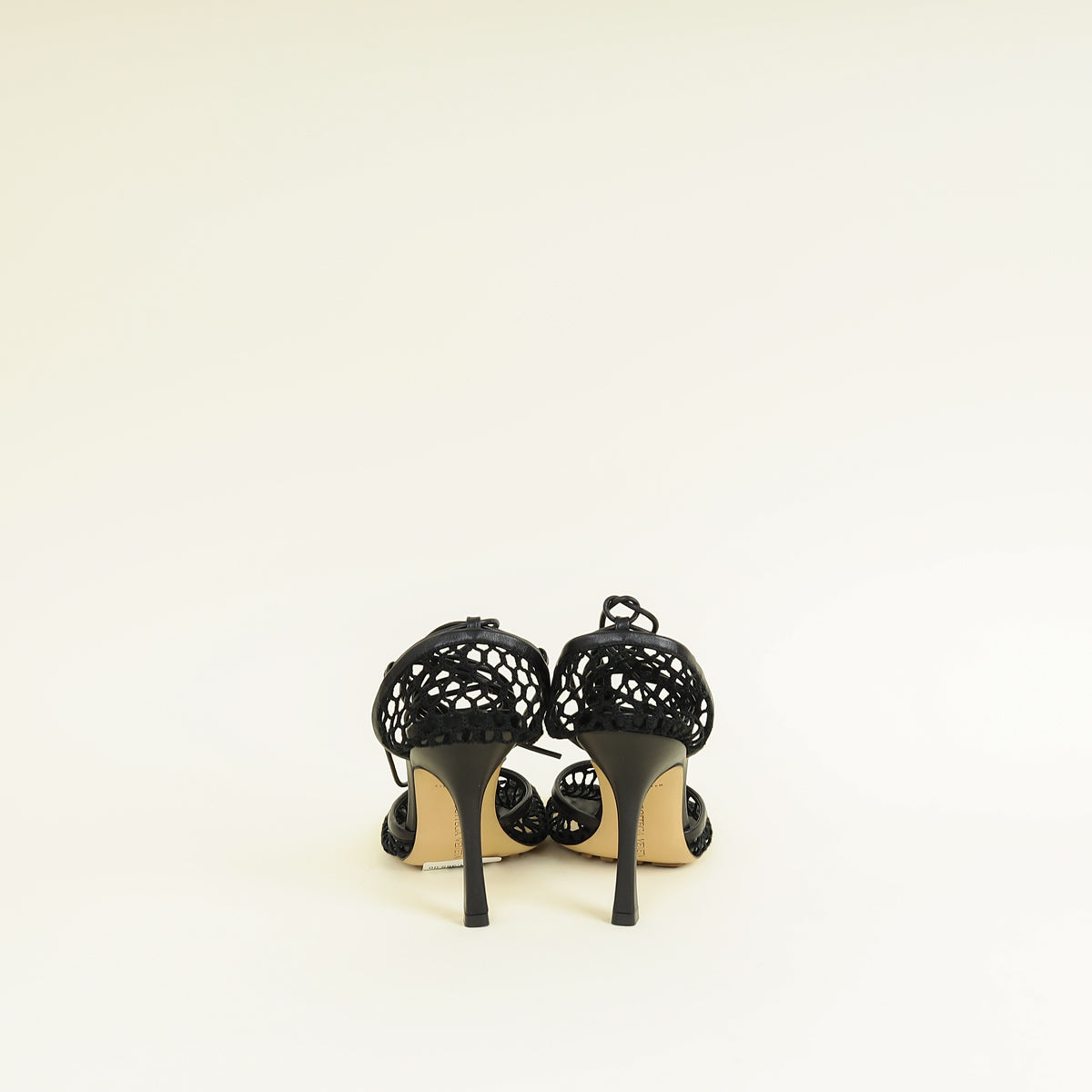 Bottega Veneta Black Stretch Lace Up Sandal 38