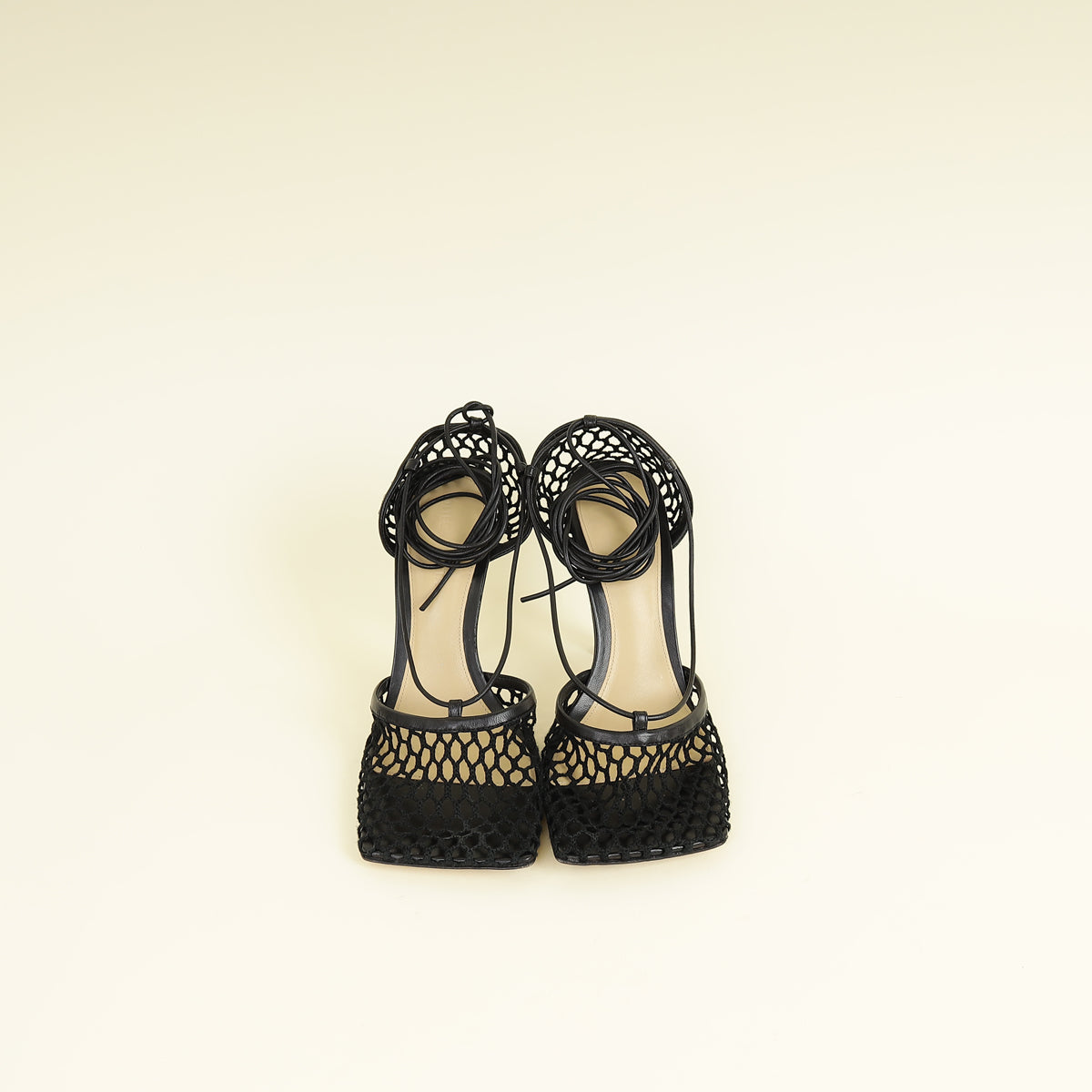 Bottega Veneta Black Stretch Lace Up Sandal 38