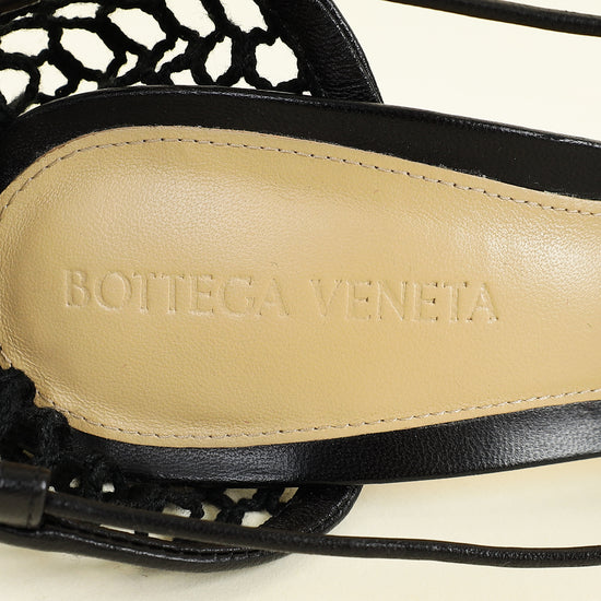 Bottega Veneta Black Stretch Lace Up Sandal 38