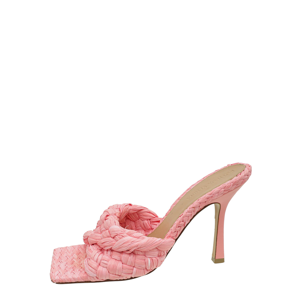 Bottega Veneta Pink Woven Raffia Lido Mules 38