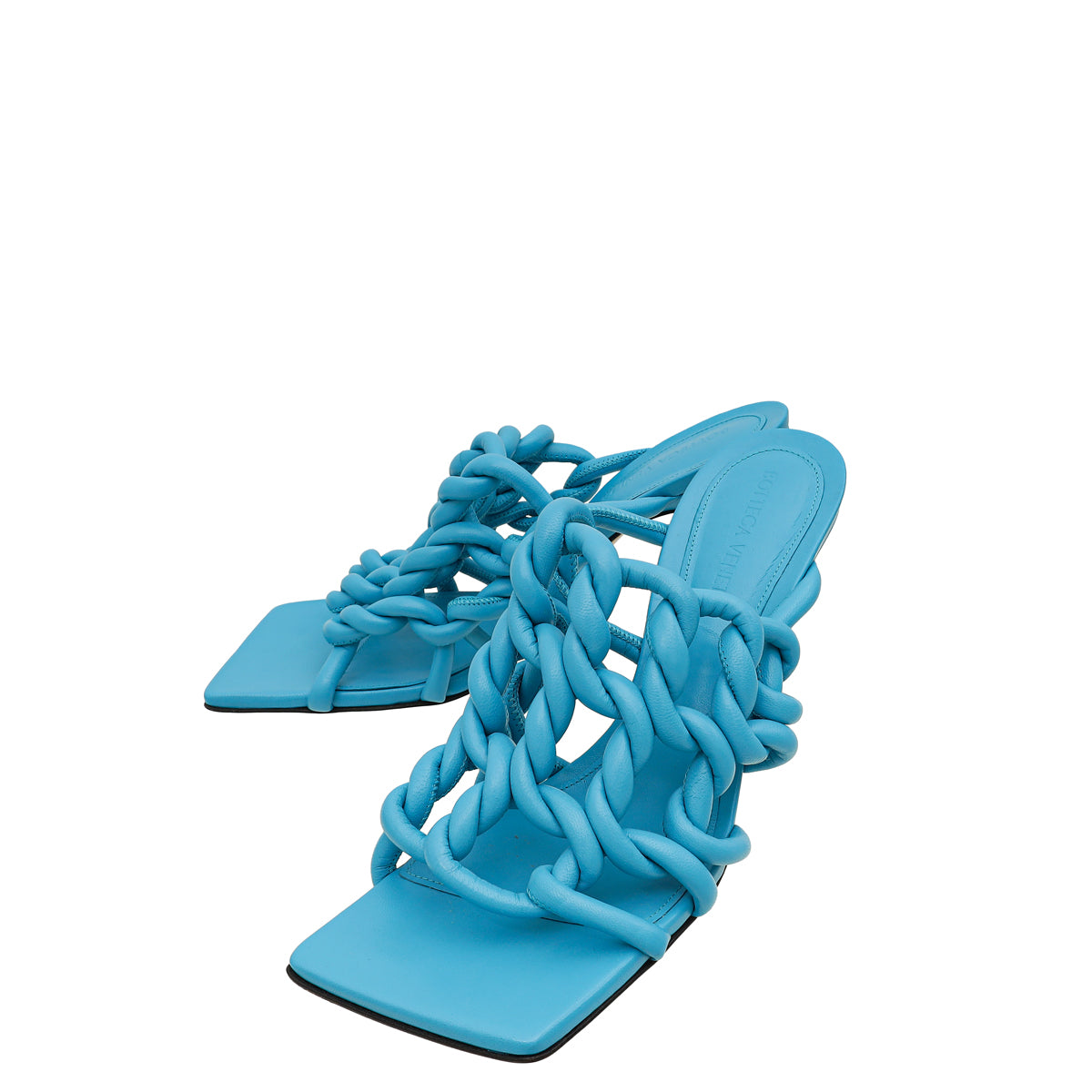 Bottega Veneta Turquoise Stretch 90 Woven Mule Sandals 38-Bottega Veneta-THE CLOSET