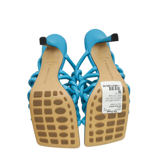 Bottega Veneta Turquoise Stretch 90 Woven Mule Sandals 38