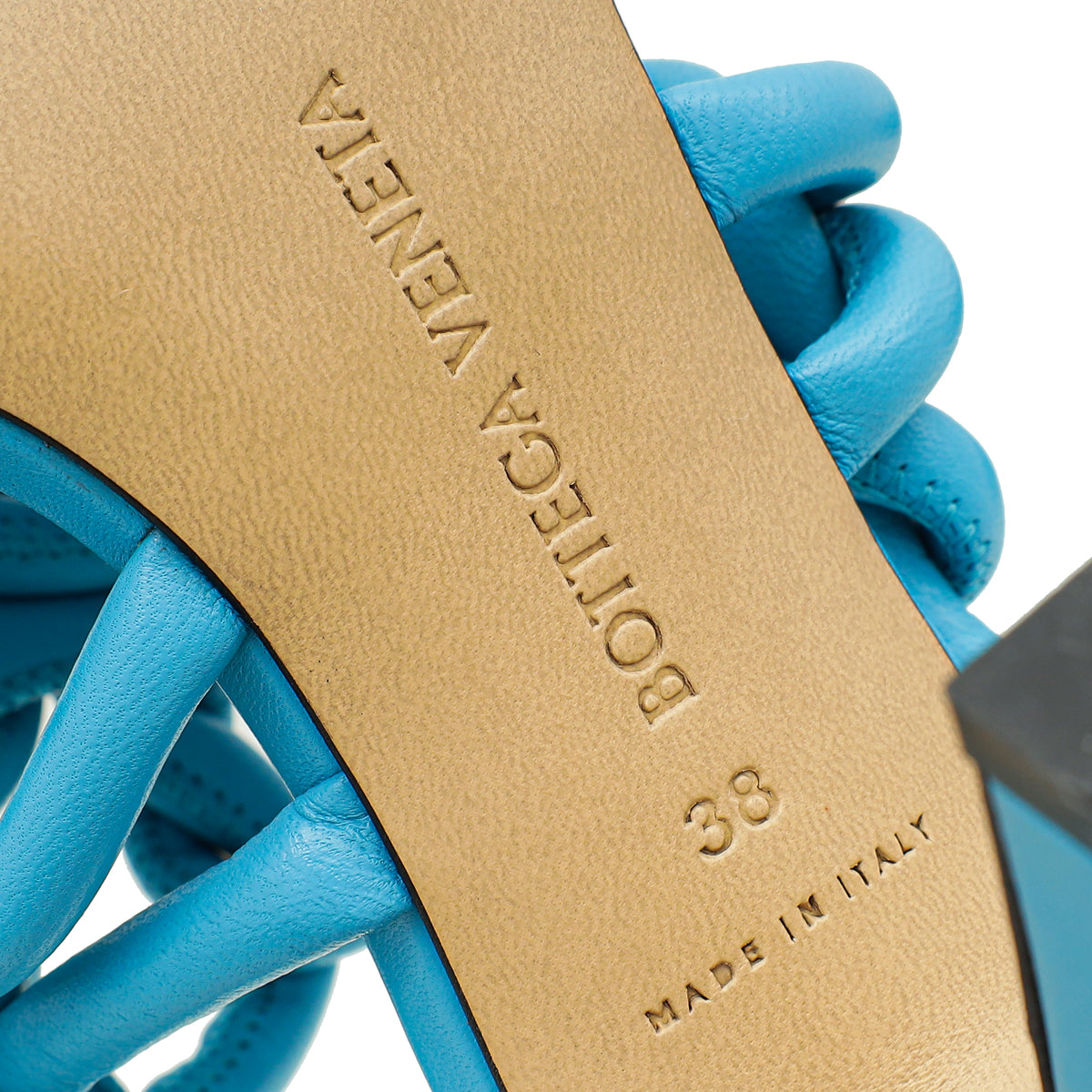 Bottega Veneta Turquoise Stretch 90 Woven Mule Sandals 38 | Pre