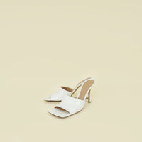 Bottega Veneta White Stretch Heeled Mules 39.5