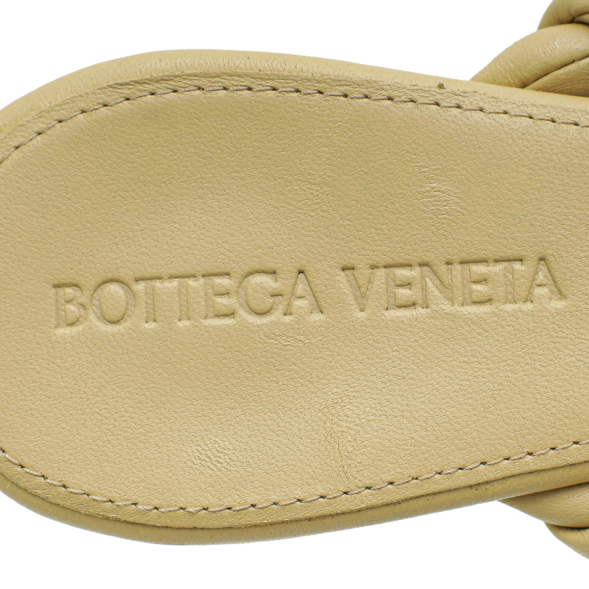 Bottega Veneta Beige Braided Leather & Chain Thong Sandals 39