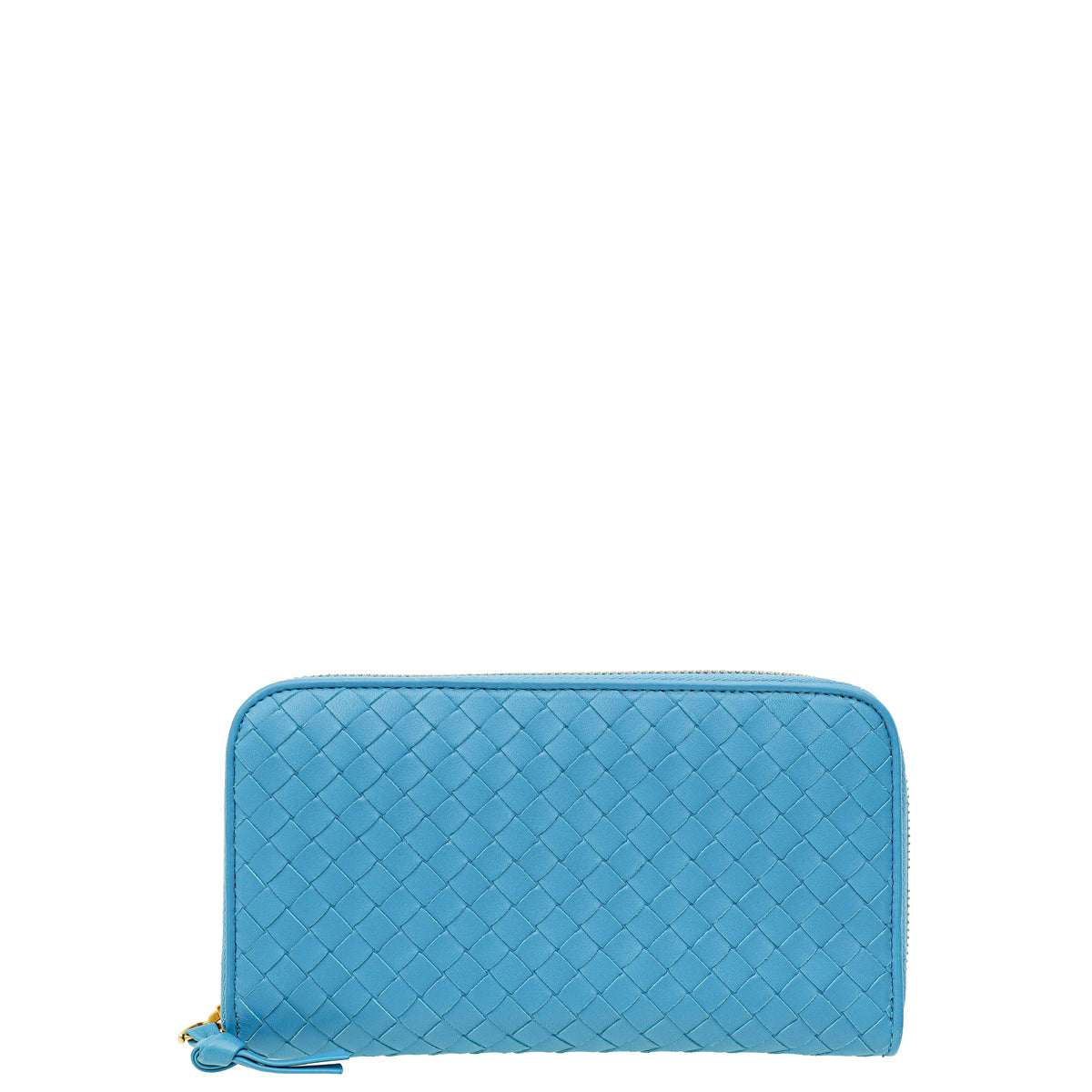 Bottega Veneta Blue Intrecciato Zip Around Wallet-Bottega Veneta-THE CLOSET