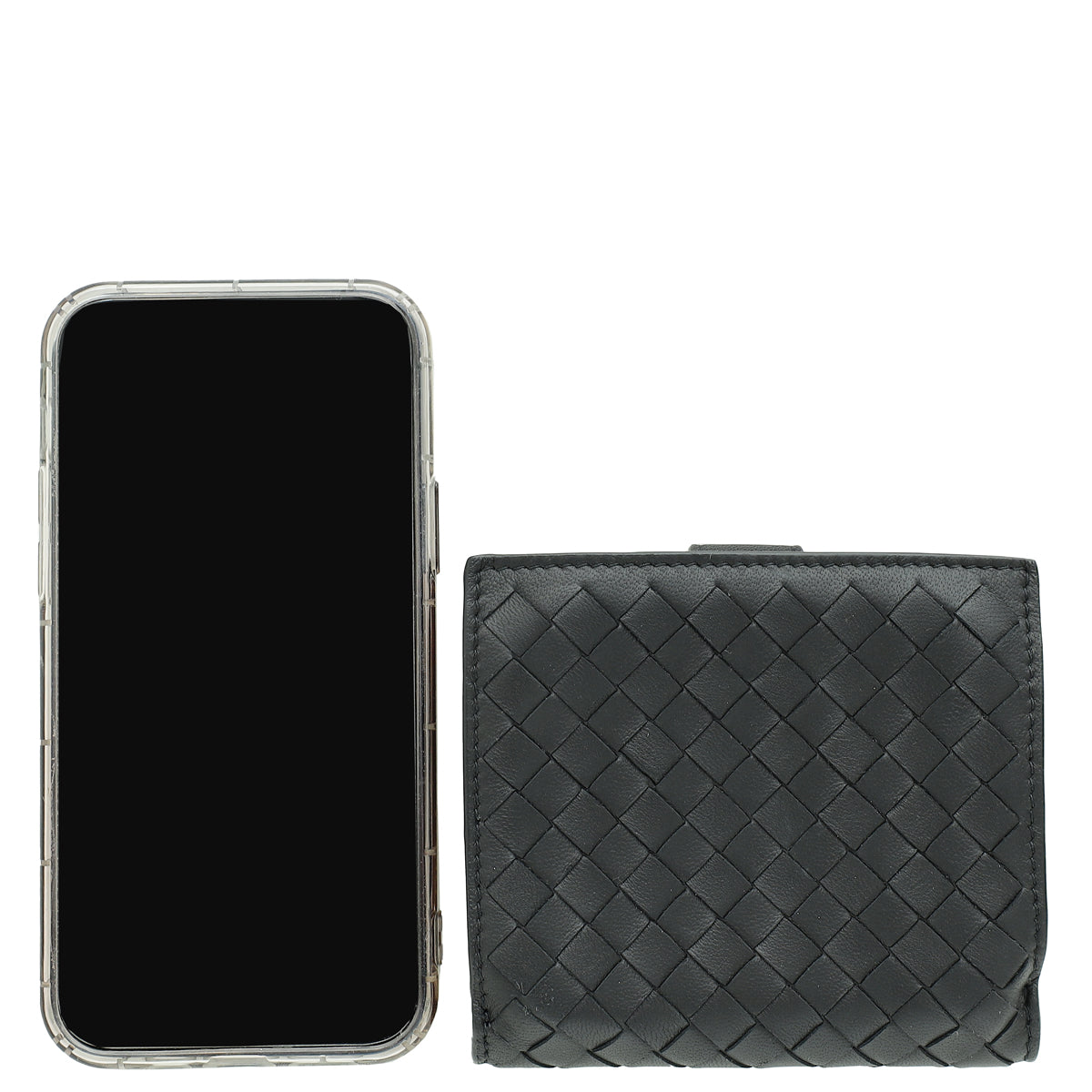 Bottega Veneta Black Intrecciato Medium French Wallet-Bottega Veneta-THE CLOSET
