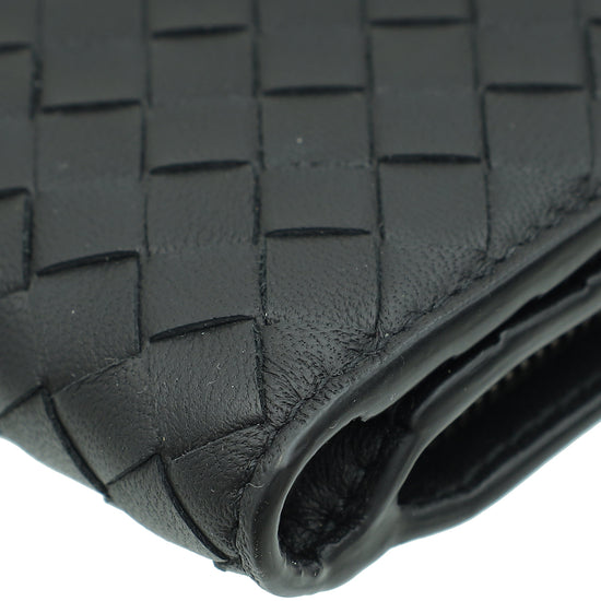 Bottega Veneta Black Intrecciato Medium French Wallet-Bottega Veneta-THE CLOSET