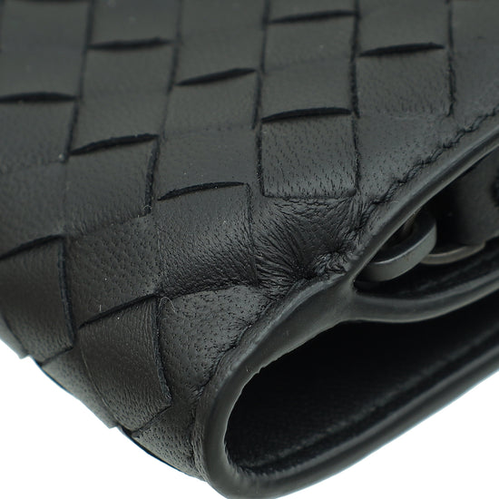 Bottega Veneta Black Intrecciato Medium French Wallet-Bottega Veneta-THE CLOSET