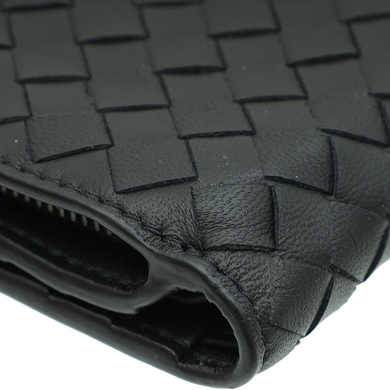 Bottega Veneta Black Intrecciato Medium French Wallet-Bottega Veneta-THE CLOSET