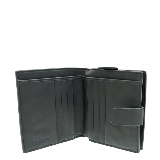 Bottega Veneta Black Intrecciato Medium French Wallet-Bottega Veneta-THE CLOSET