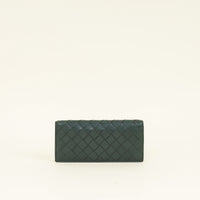 Bottega Veneta Dark Green Intrecciato Long Wallet