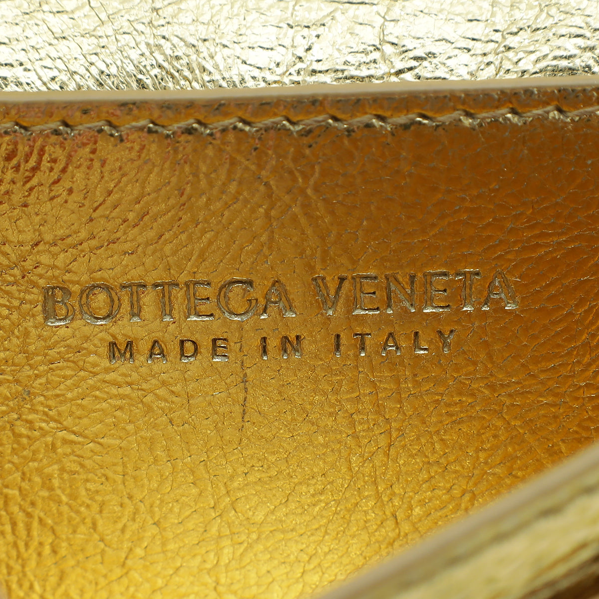 Bottega Veneta Gold Intrecciato Laminated Business Card Case