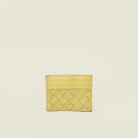 Bottega Veneta Yellow Zig Zag Intrecciato Card Holder