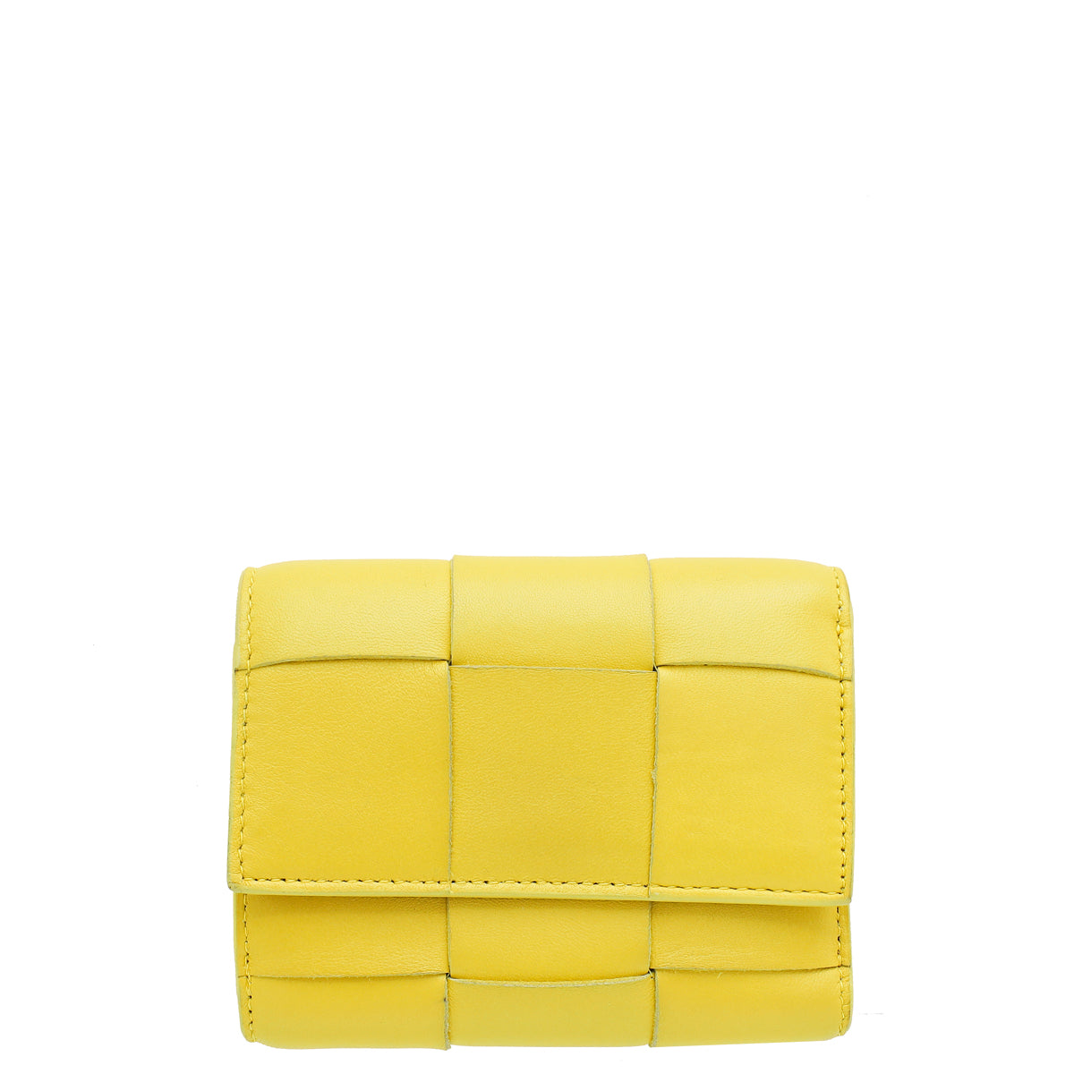 Bottega Veneta Yellow Cassette Tri-Fold Zip Wallet-Bottega Veneta-THE CLOSET