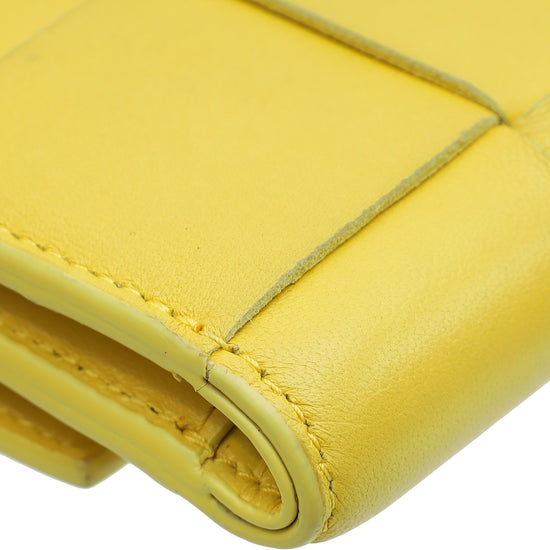 Bottega Veneta Yellow Cassette Tri-Fold Zip Wallet