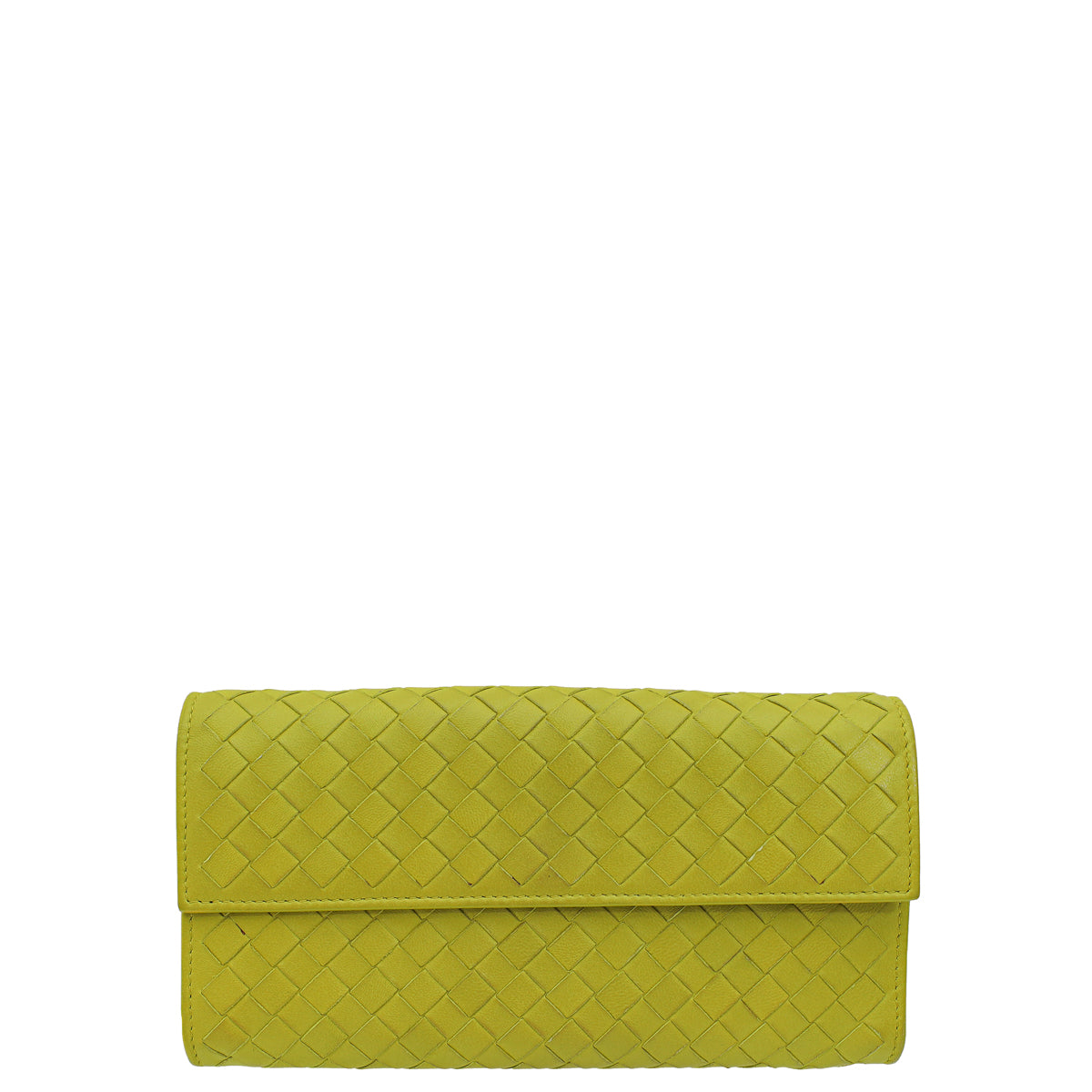 Bottega Veneta Lime Intrecciato Nappa Flap Continental Wallet-Bottega Veneta-THE CLOSET