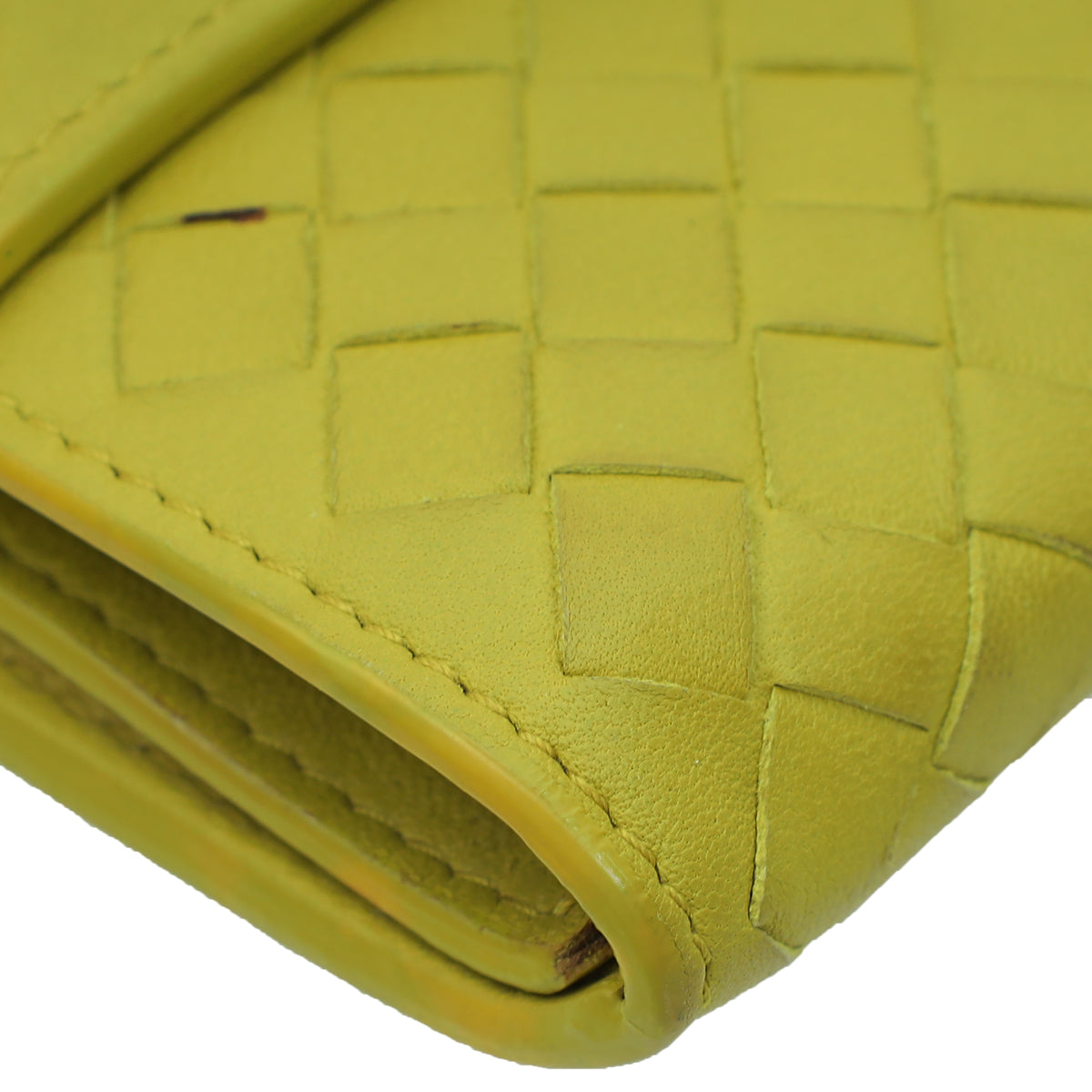 Bottega Veneta Lime Intrecciato Nappa Flap Continental Wallet