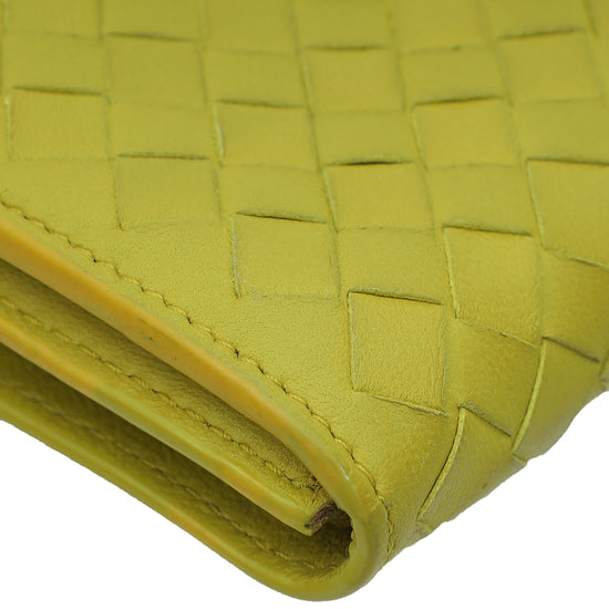 Bottega Veneta Lime Intrecciato Nappa Flap Continental Wallet